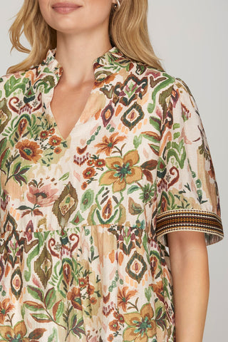 Woven Print Top
