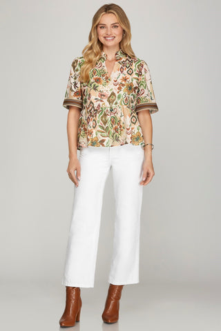 Woven Print Top