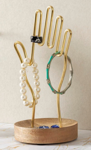 Wood/Metal Hand Jewelry Holder