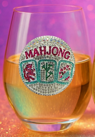 Mahjong Jeweled Stemless Wine Glass