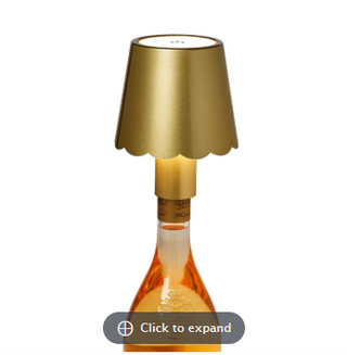 LED Touchable Gold Scalloped Lampshade with Bottle Stopper in Gift Box