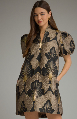 Floral Jacquard Mini Dress