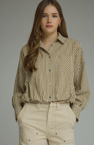 Gingham Long Sleeve Top