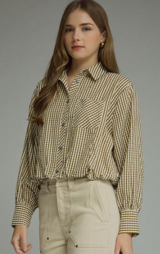 Gingham Long Sleeve Top