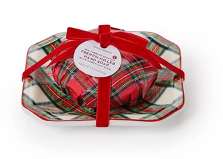 Tartan Red Currant Scented French Milled Soap with Porcelain Tray