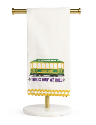 How We Roll Mardi Gras Hand Towel