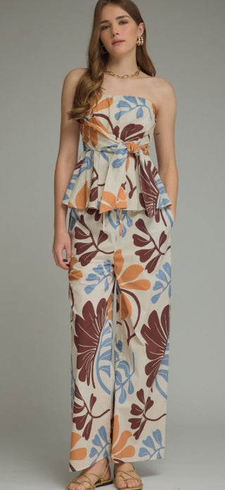 Floral Print Wide Leg Pants