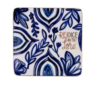 Rejoice in the Lord Blue Trinket Tray