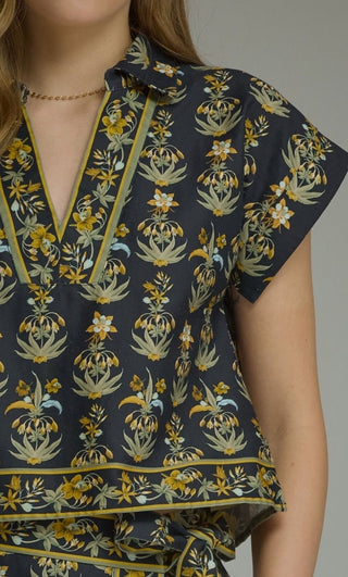 Floral Print Short Sleeve Top