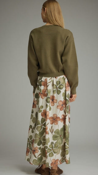 Floral Sleeveless Midi Dress with Sweater