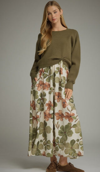 Floral Sleeveless Midi Dress with Sweater