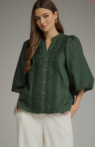 Button Down Smock Detailed Top