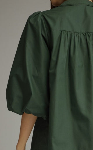 Button Down Smock Detailed Top
