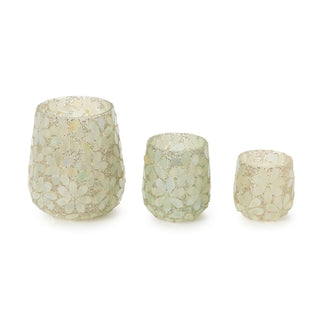 Flora Petal Mosaic Tealight Candleholders with Pearl Accent