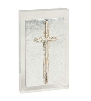 Silver Cross Painted Plaque