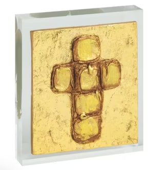 Gold Cross Painted Plaque
