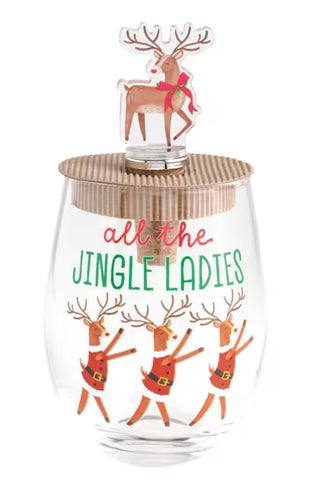 Christmas Wine Glass and Stopper Set
