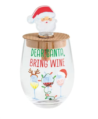 Christmas Wine Glass and Stopper Set