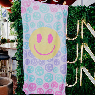 Pastel Happy Face Quick Dry Beach Towels