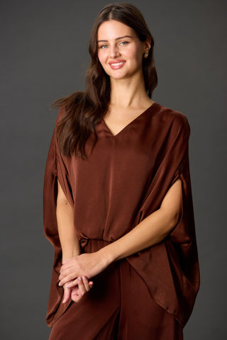 V-Neck Satin Flowy Top