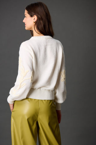 Flower Embroidered Knit Sweater