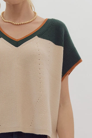 Color Block V-Neck Sweater