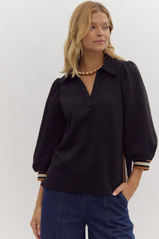 Embossed Henley Top