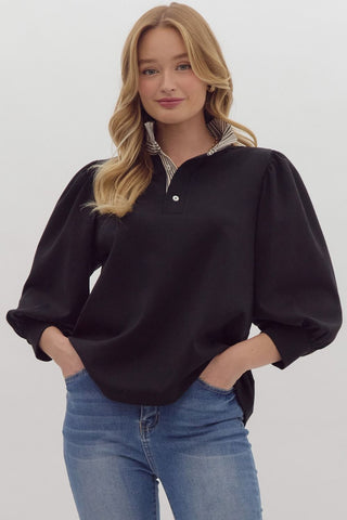 Contrast Ruffle Neck Sweatshirt