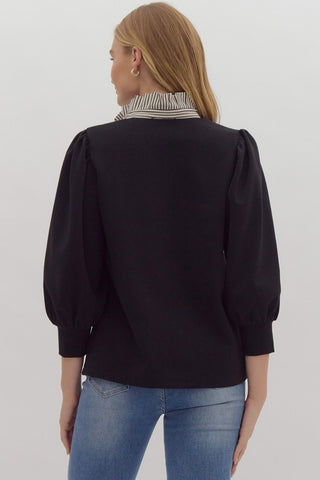 Contrast Ruffle Neck Sweatshirt