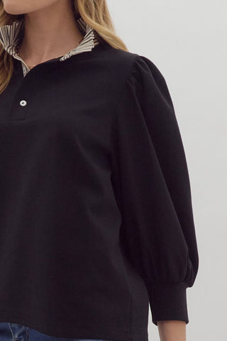 Contrast Ruffle Neck Sweatshirt