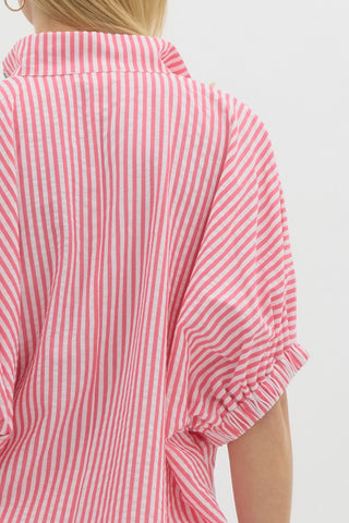 Contrast Trim Seersucker Top