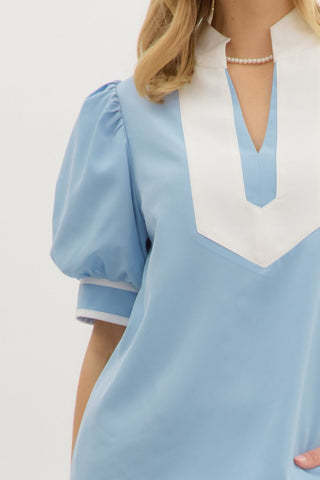 Solid Cuff Bubble Sleeve Top