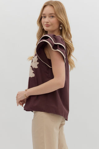 Flutter Sleeve Applique Top