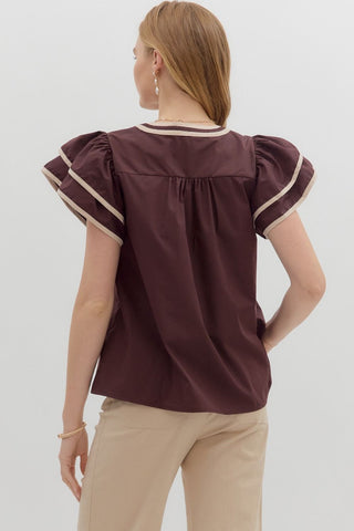 Flutter Sleeve Applique Top
