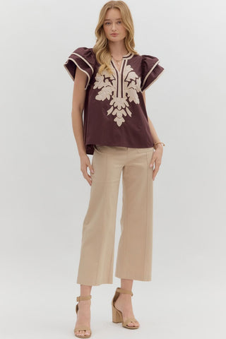 Flutter Sleeve Applique Top