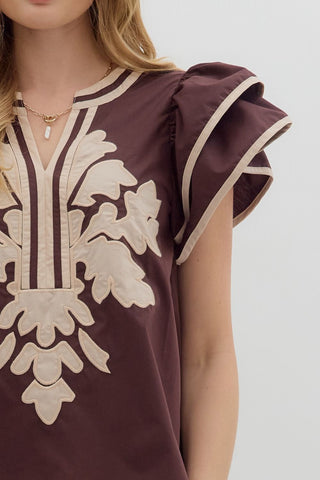 Flutter Sleeve Applique Top