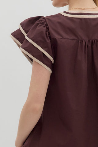 Flutter Sleeve Applique Top