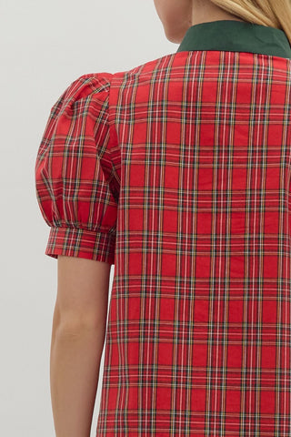 Plaid Pattern Short Sleeve Top
