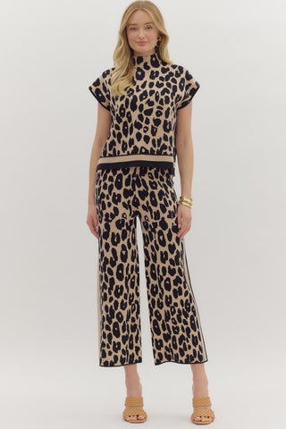 Animal Print Mock Neck Sweater