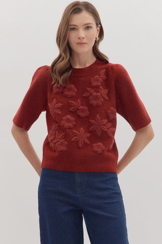 Floral Applique Knit Sweater