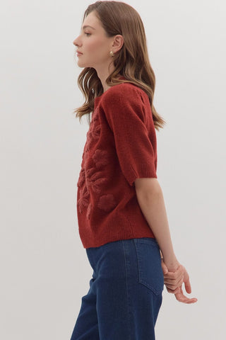 Floral Applique Knit Sweater