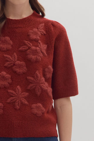 Floral Applique Knit Sweater