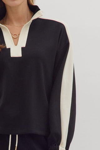 Contrast Detail Knit Top