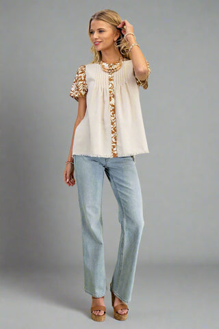 Pleated Linen Top
