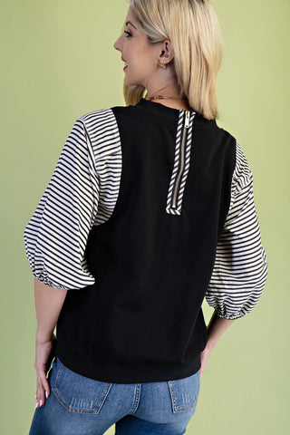 Mixed Fabric Sweatshirt