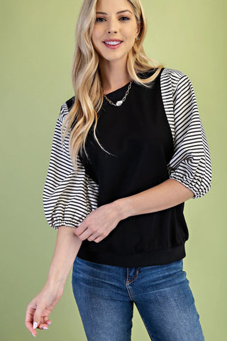 Mixed Fabric Sweatshirt