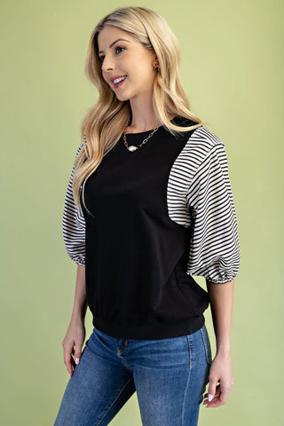 Mixed Fabric Sweatshirt