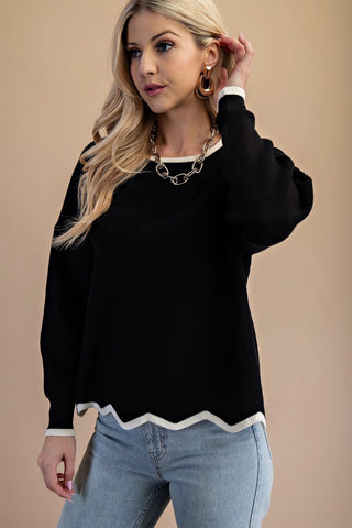 Contrast Hem Knit Sweater