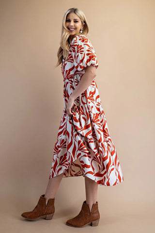 Decorative Trim Tiered Midi Dress