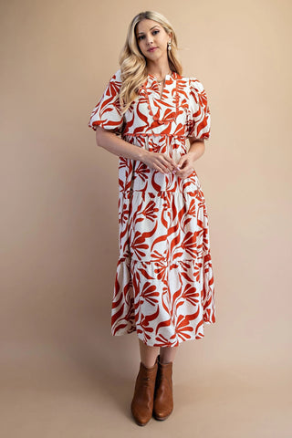 Decorative Trim Tiered Midi Dress